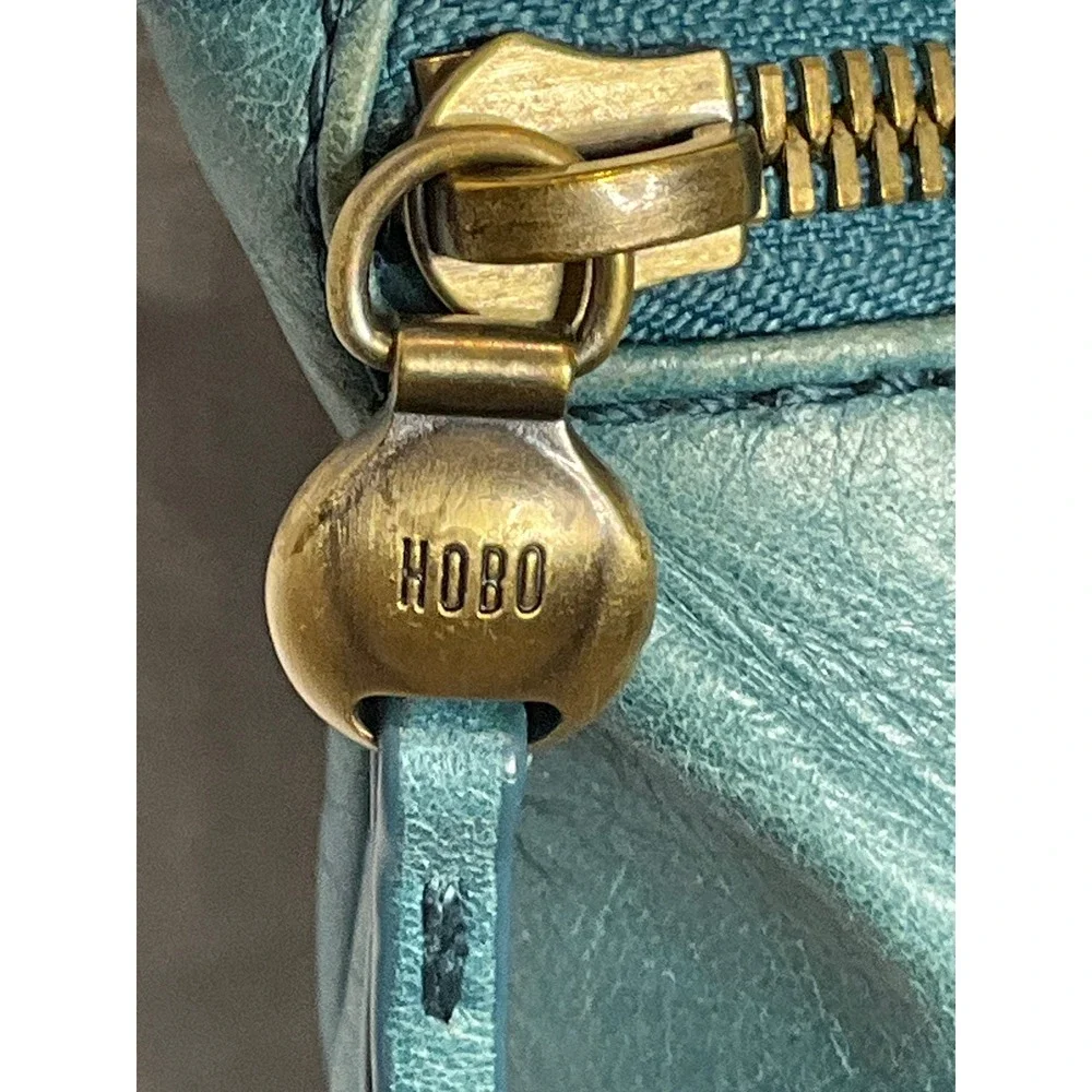 Vintage Hobo Leather Crossbody Shoulder Bag‎ Purse Blue Boho Hippie Y2K Casual